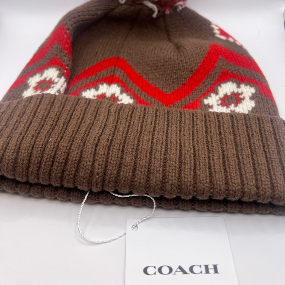 NWT Coach Fair Isle Print Knit Beanie - Picture 2 of 15
